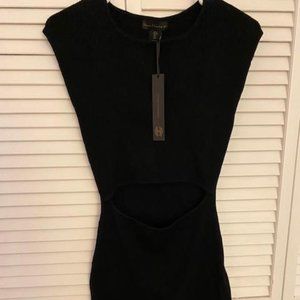 NWT House of Harlow 1960 pristine cutout ribbed knit dress in black, size L